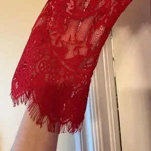 red mermaid dress lace Spaghetti Straps Sweetheart Lace Appliques Red Mermaid Prom Party Dress  with Slit main image 1